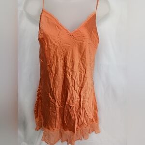 Orange Silk Smooth Satin Barbiecore VICTORIA SECRET Night Chemise Sleepwear L